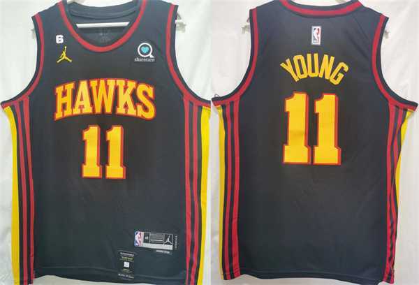 Men%27s Atlanta Hawks #11 Trae Young Black Stitched Jersey->brooklyn nets->NBA Jersey